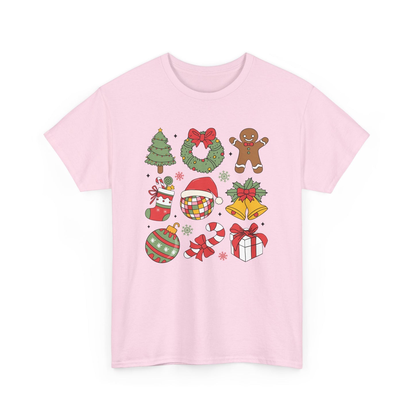 Festive Holiday Heavy Cotton Tee - Christmas Cheer Design