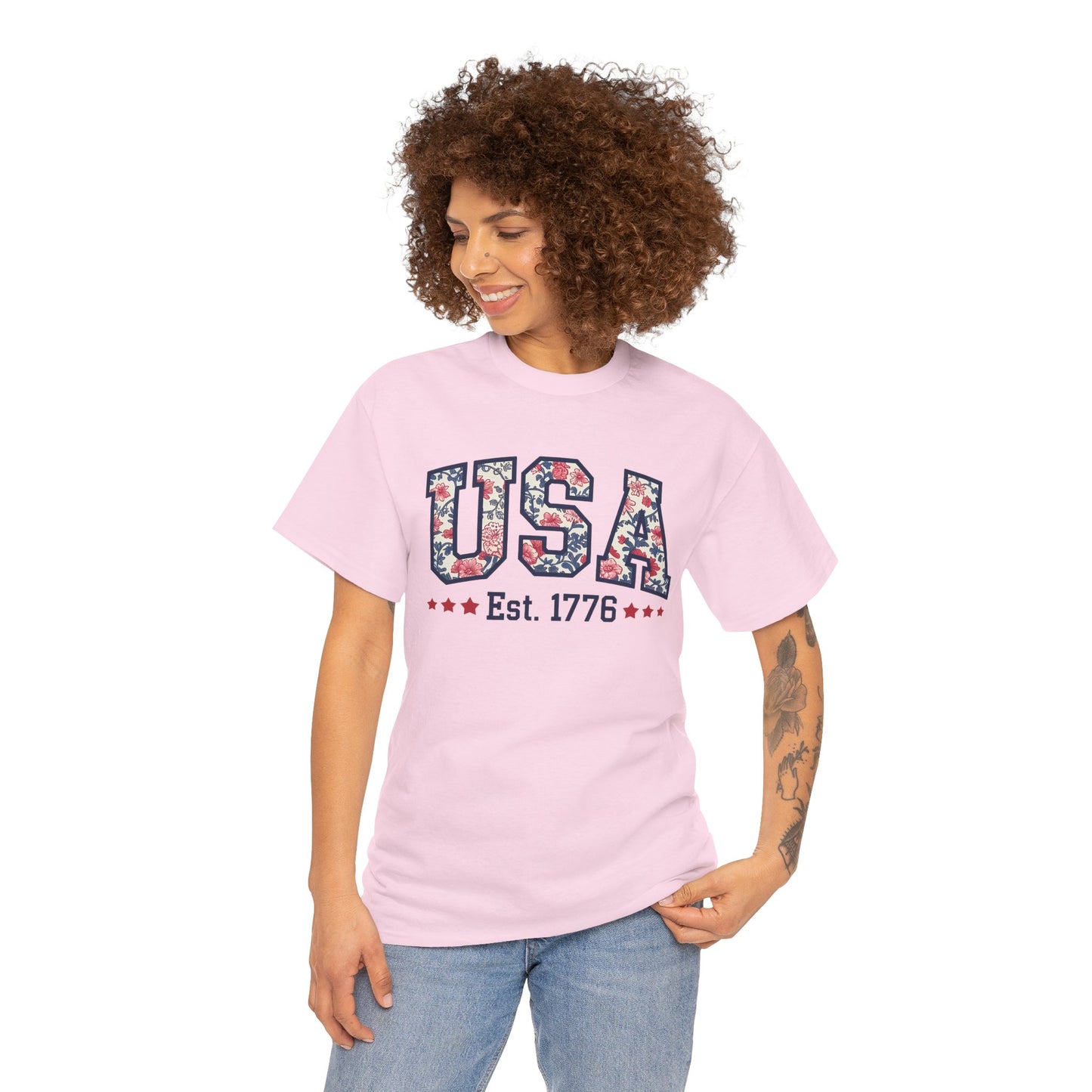 Patriotic USA Floral- Tee
