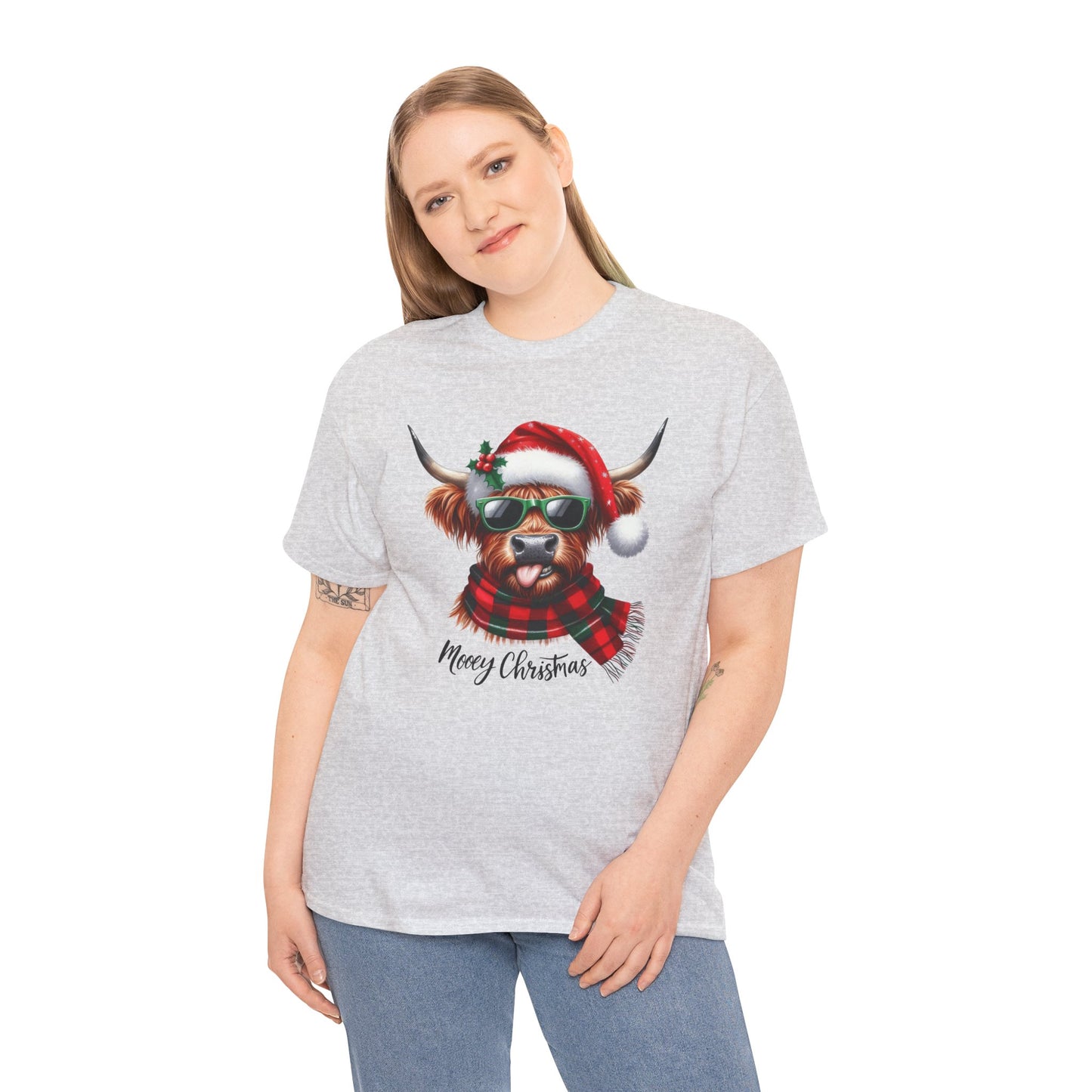 Merry Christmas Highland Cow Tee - Heavy Cotton Shirt