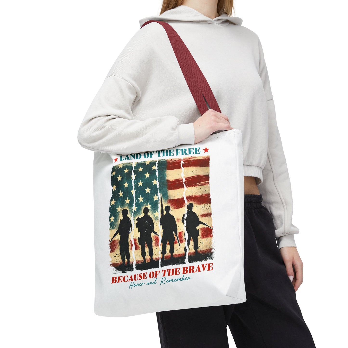 Patriotic Tote Bag - Land of the Free, Because of the Brave