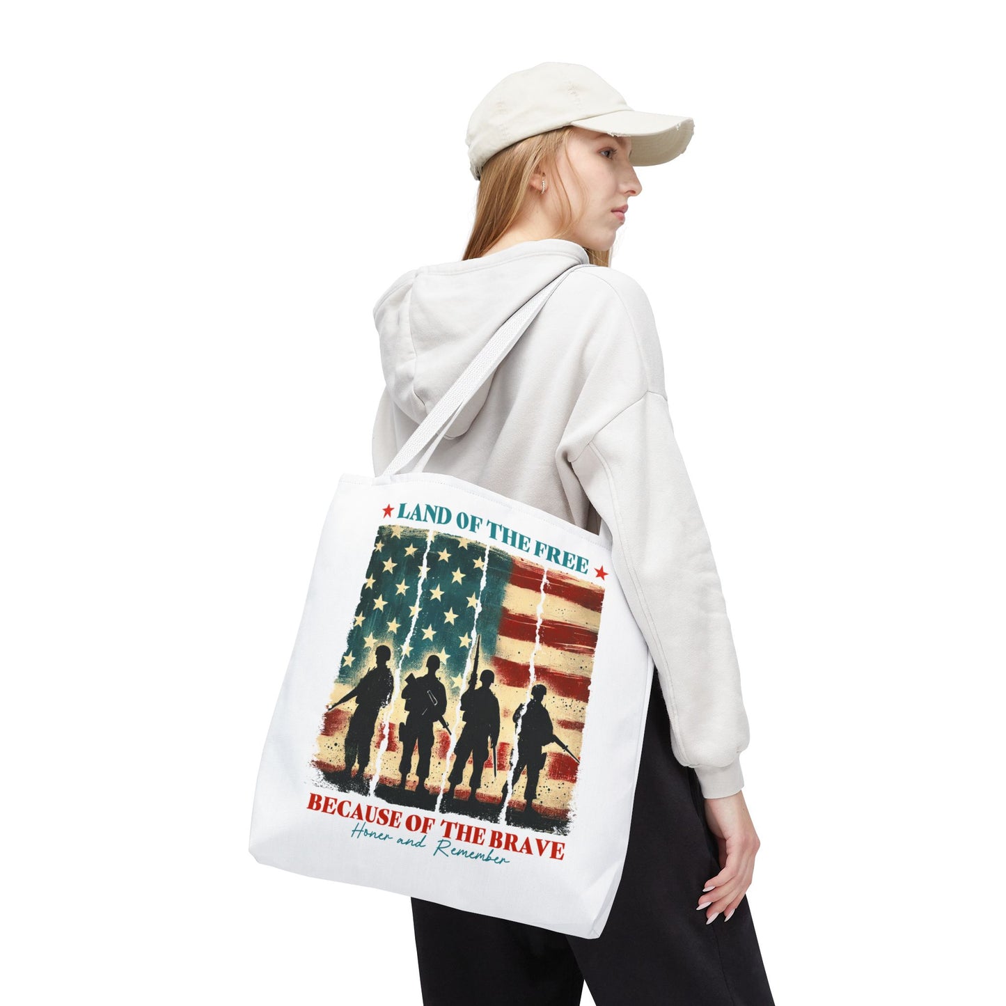 Patriotic Tote Bag - Land of the Free, Because of the Brave