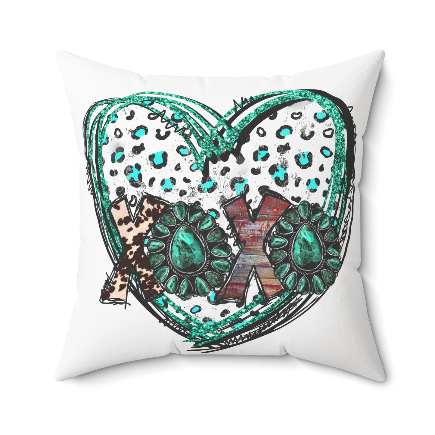 Teal Leopard XOXO Heart