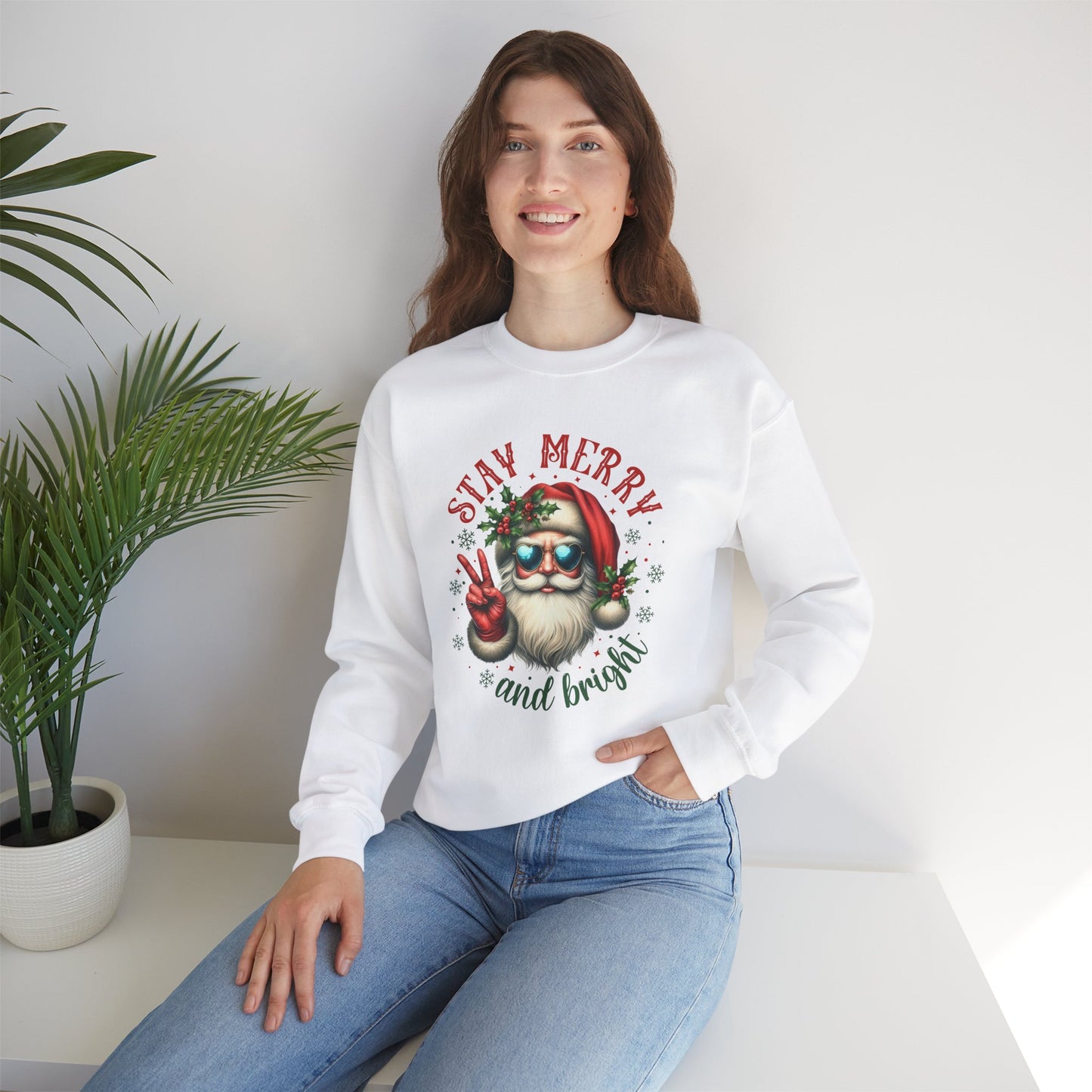 Stay Merry and Bright Crewneck Sweatshirt - Festive Holiday Apparel