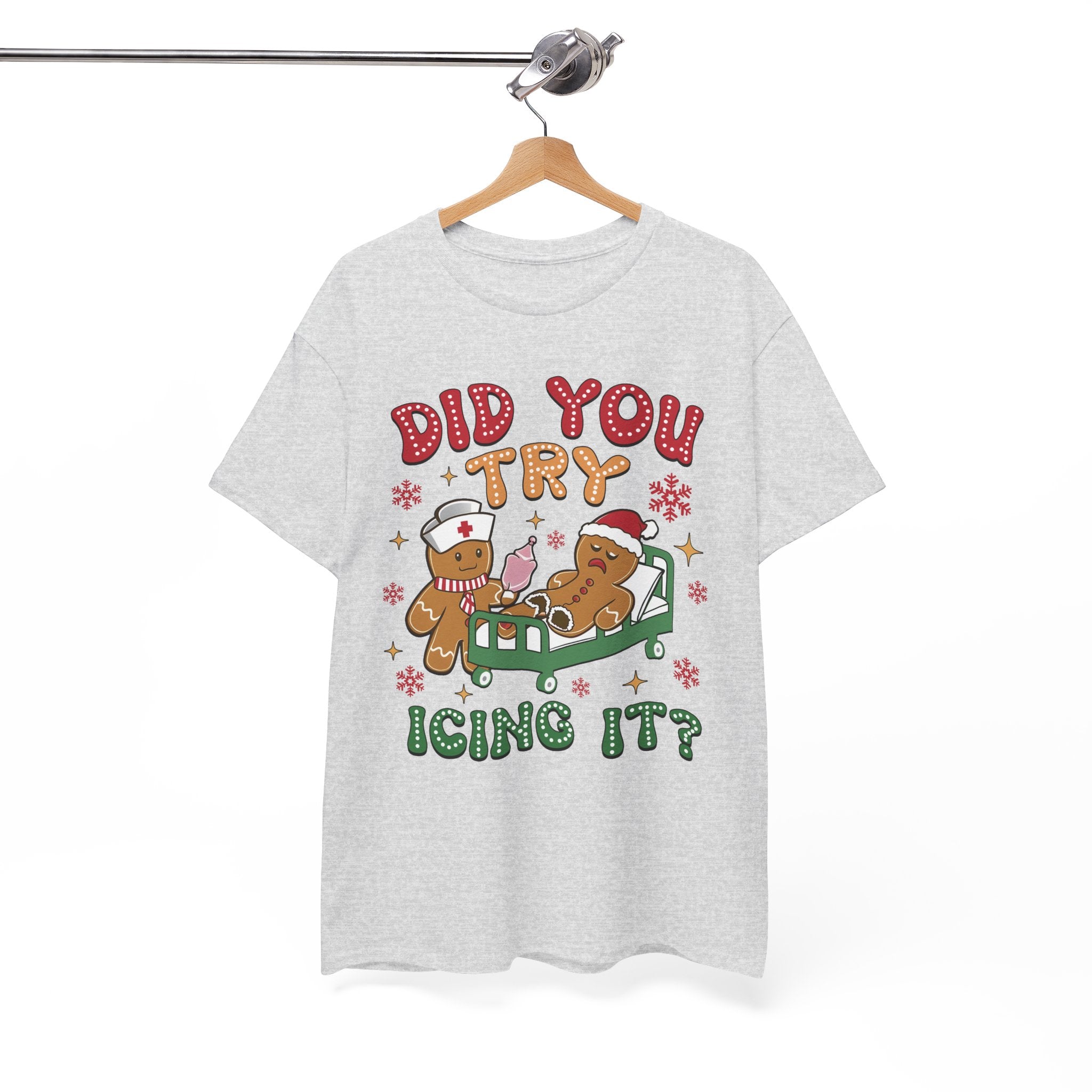 Playful Holiday Heavy Cotton Tee - 'Did You Try Icing It?'