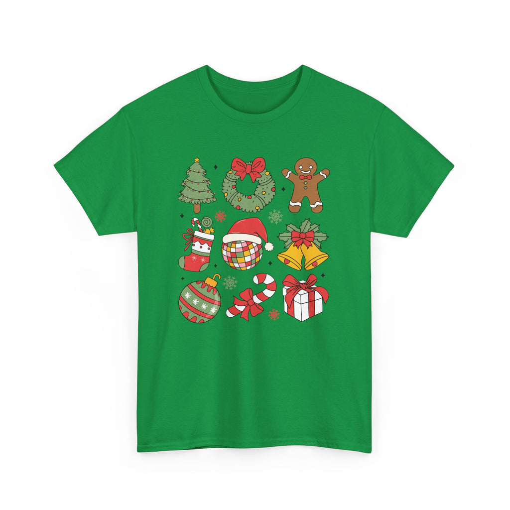 Festive Holiday Heavy Cotton Tee - Christmas Cheer Design