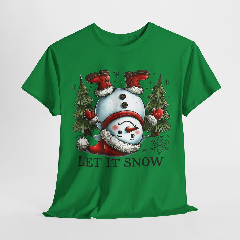 Let It Snow Heavy Cotton Tee - Festive Winter Apparel