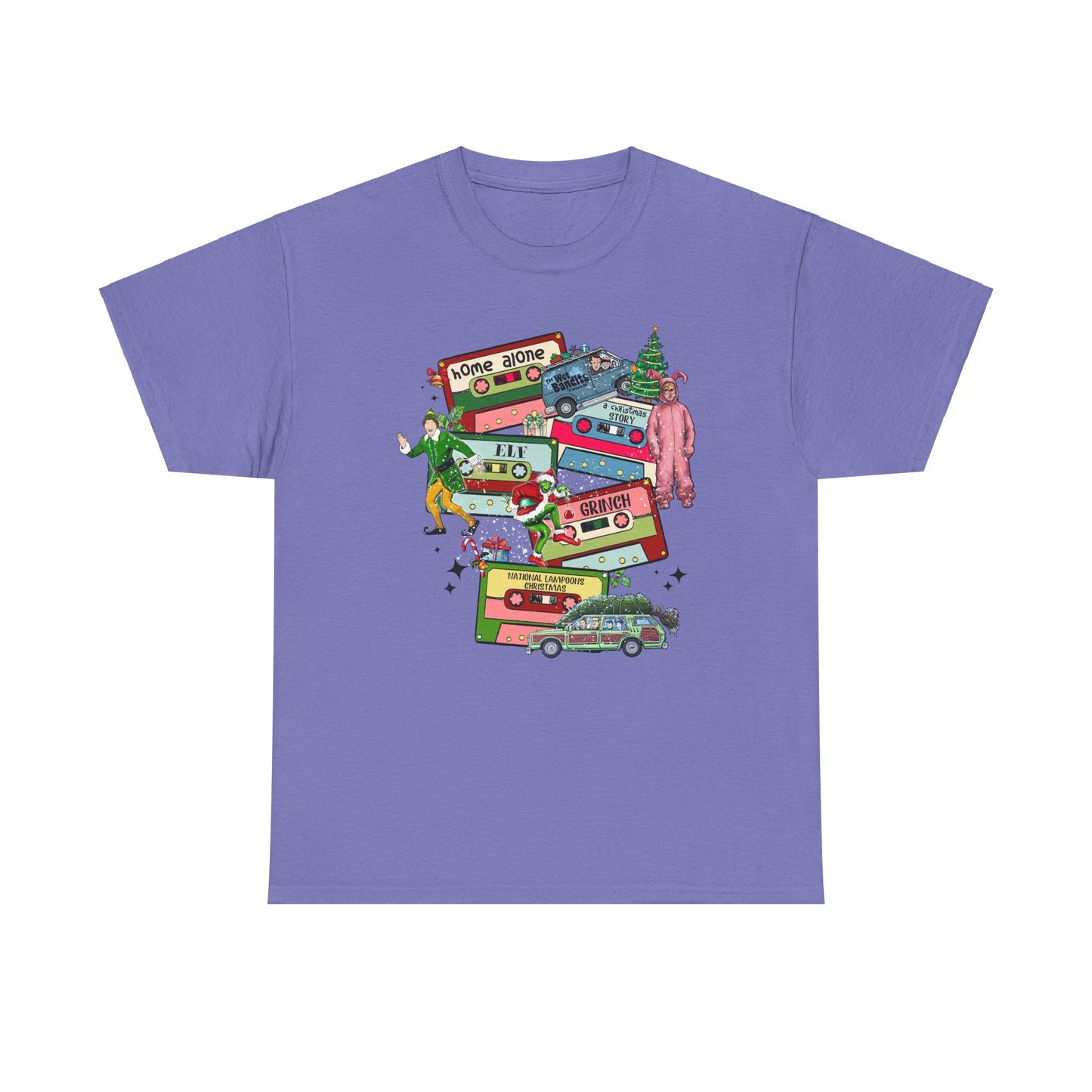 Retro Holiday Vibes Heavy Cotton Tee - 'Home Alone' Christmas Design
