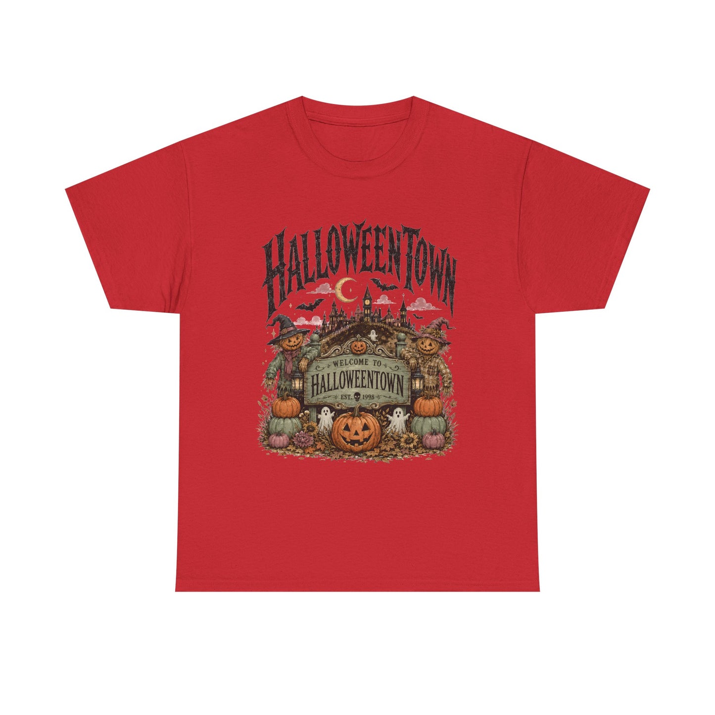Vintage Halloween Pumpkin & Haunted Village T-Shirt