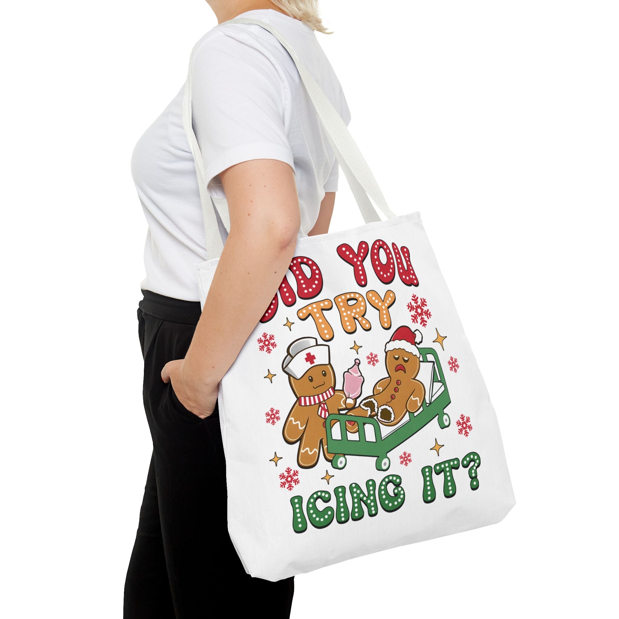 Funny Holiday Tote Bag - "Did You Try Icing It?" Christmas Gift
