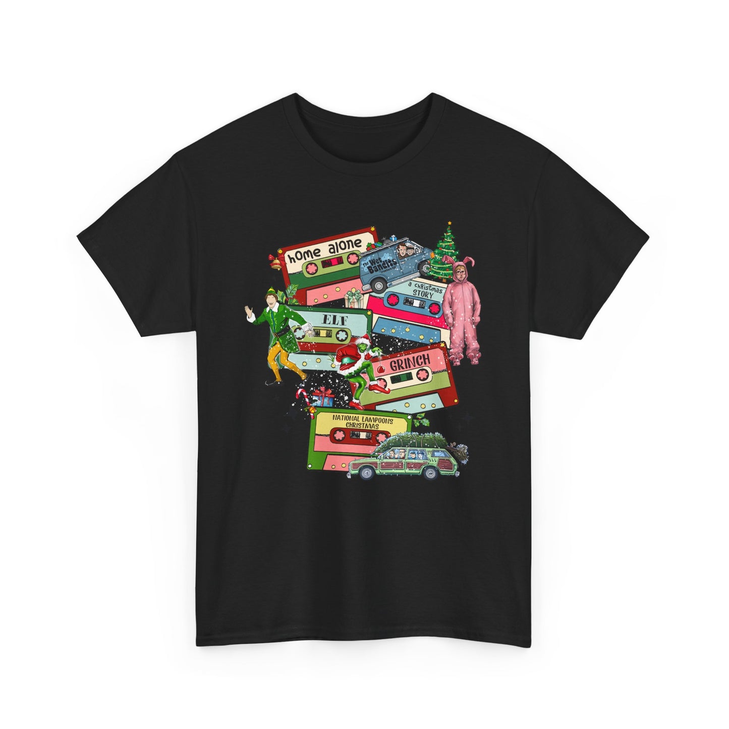 Retro Holiday Vibes Heavy Cotton Tee - 'Home Alone' Christmas Design