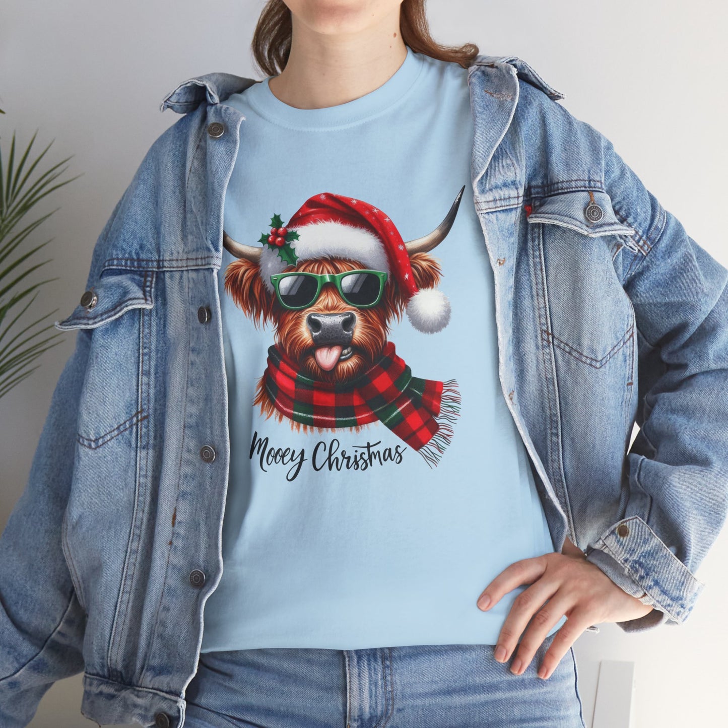 Merry Christmas Highland Cow Tee - Heavy Cotton Shirt
