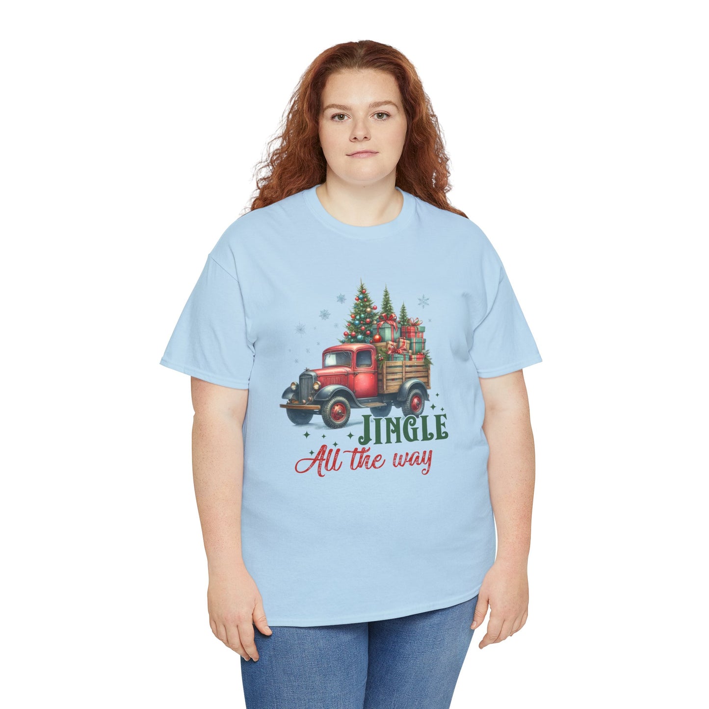 Jingle All the Way Holiday Tee - Heavy Cotton Shirt for Christmas Celebrations