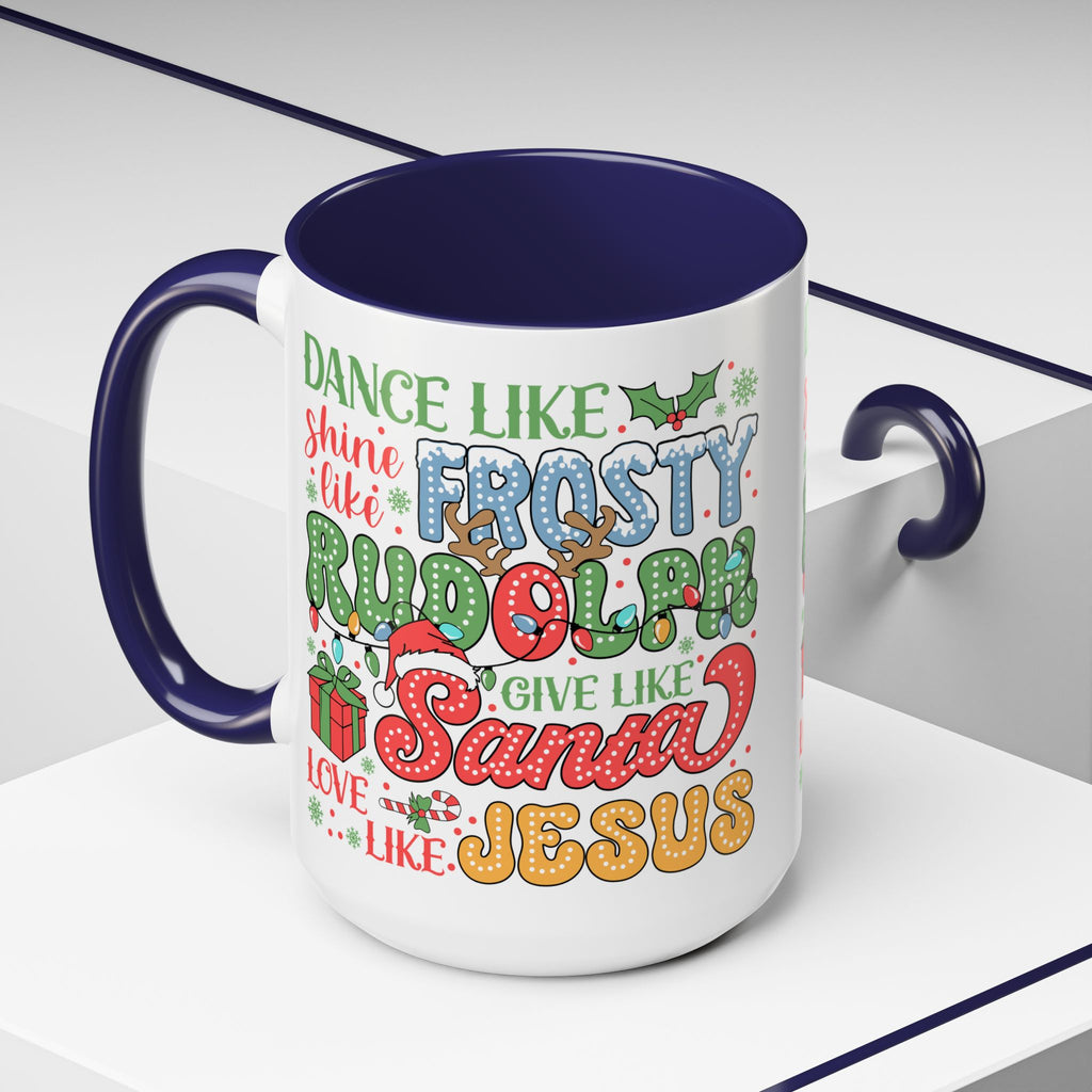 Festive Accent Coffee Mug - Holiday Cheer with Santa & Friends Design