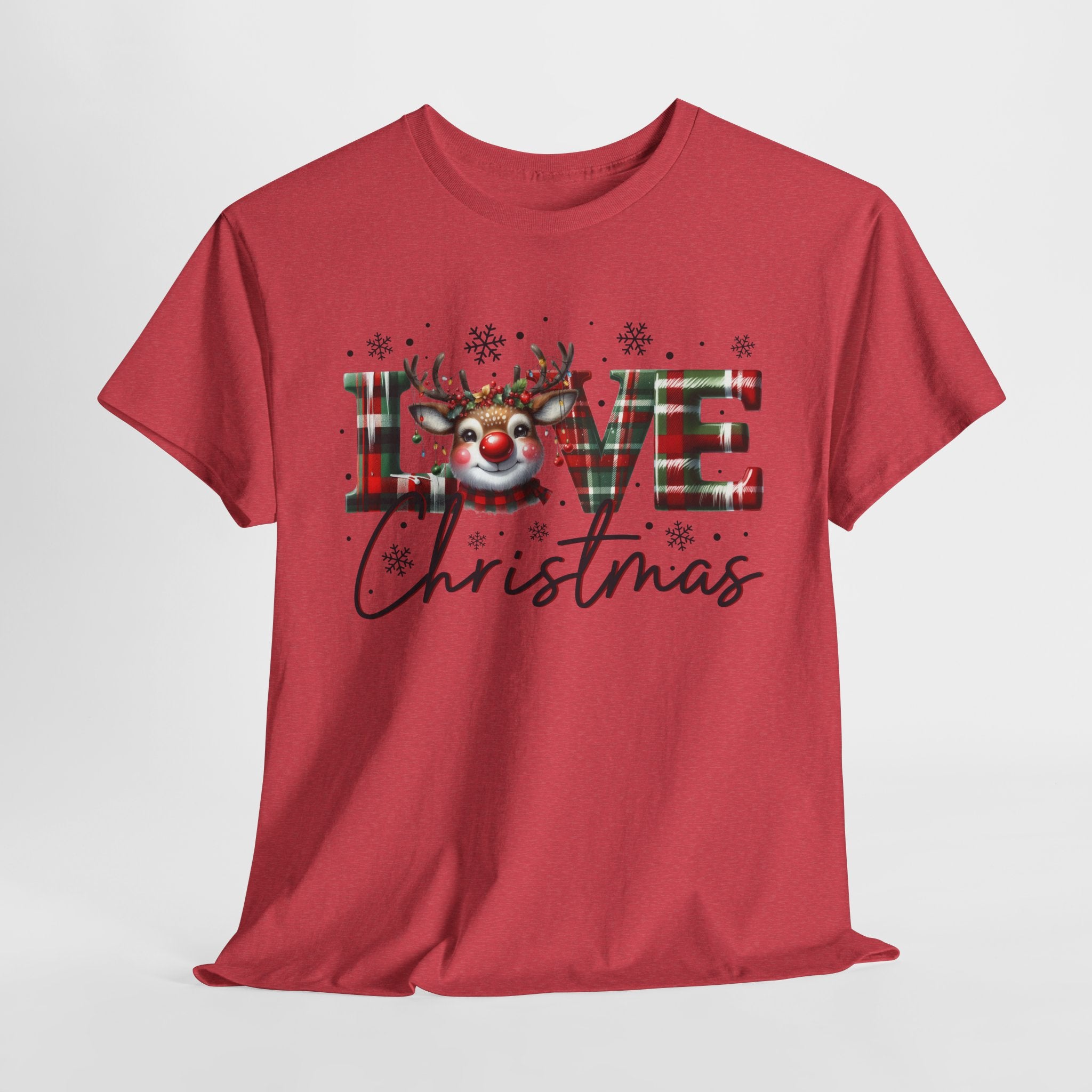Love Christmas Heavy Cotton Tee - Festive and Comfortable Holiday Apparel
