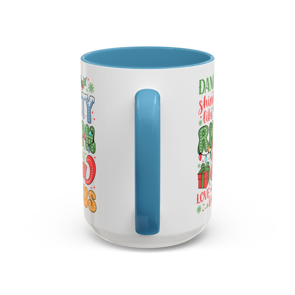 Festive Accent Coffee Mug - Holiday Cheer with Santa & Friends Design