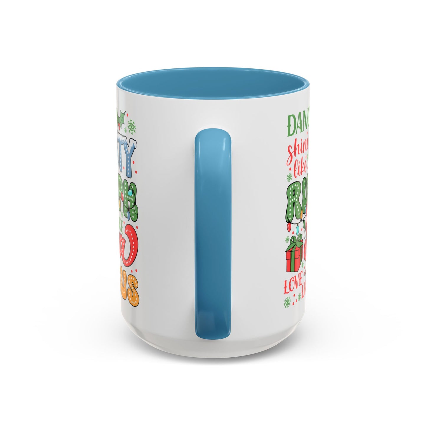 Festive Accent Coffee Mug - Holiday Cheer with Santa & Friends Design