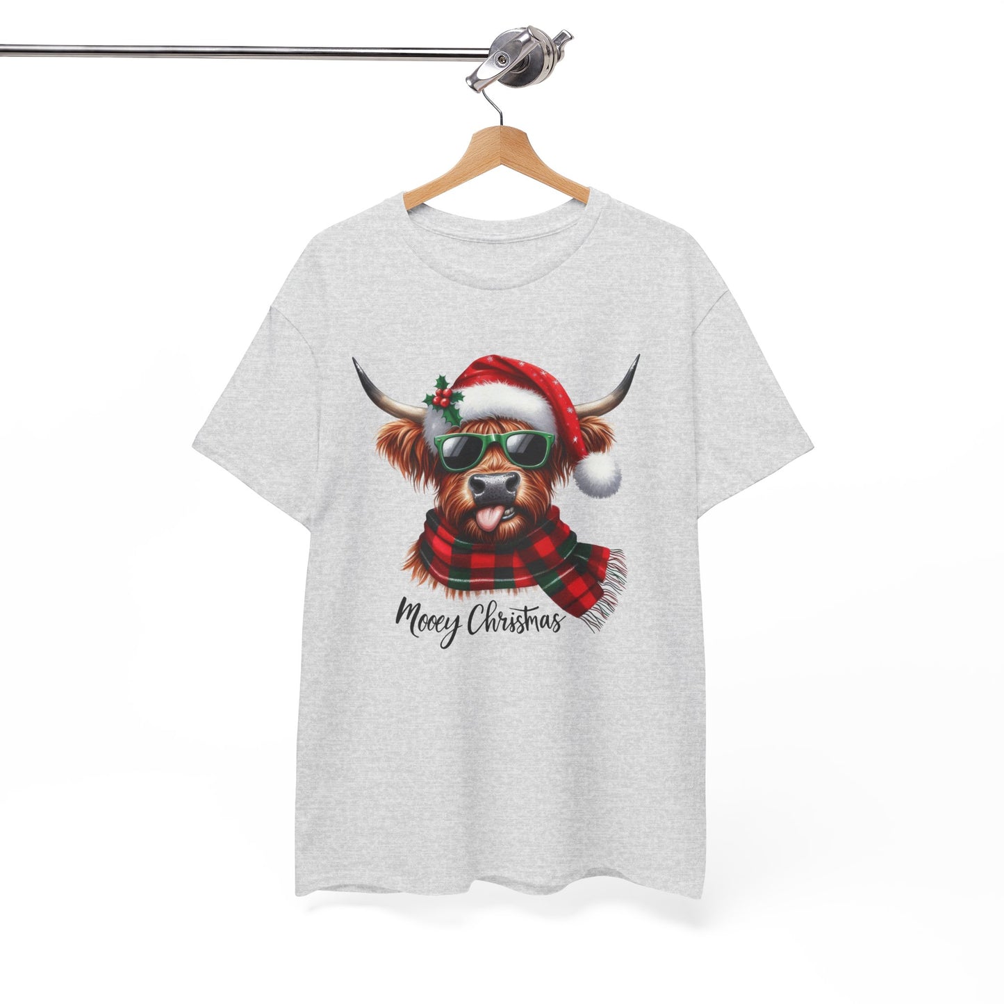 Merry Christmas Highland Cow Tee - Heavy Cotton Shirt