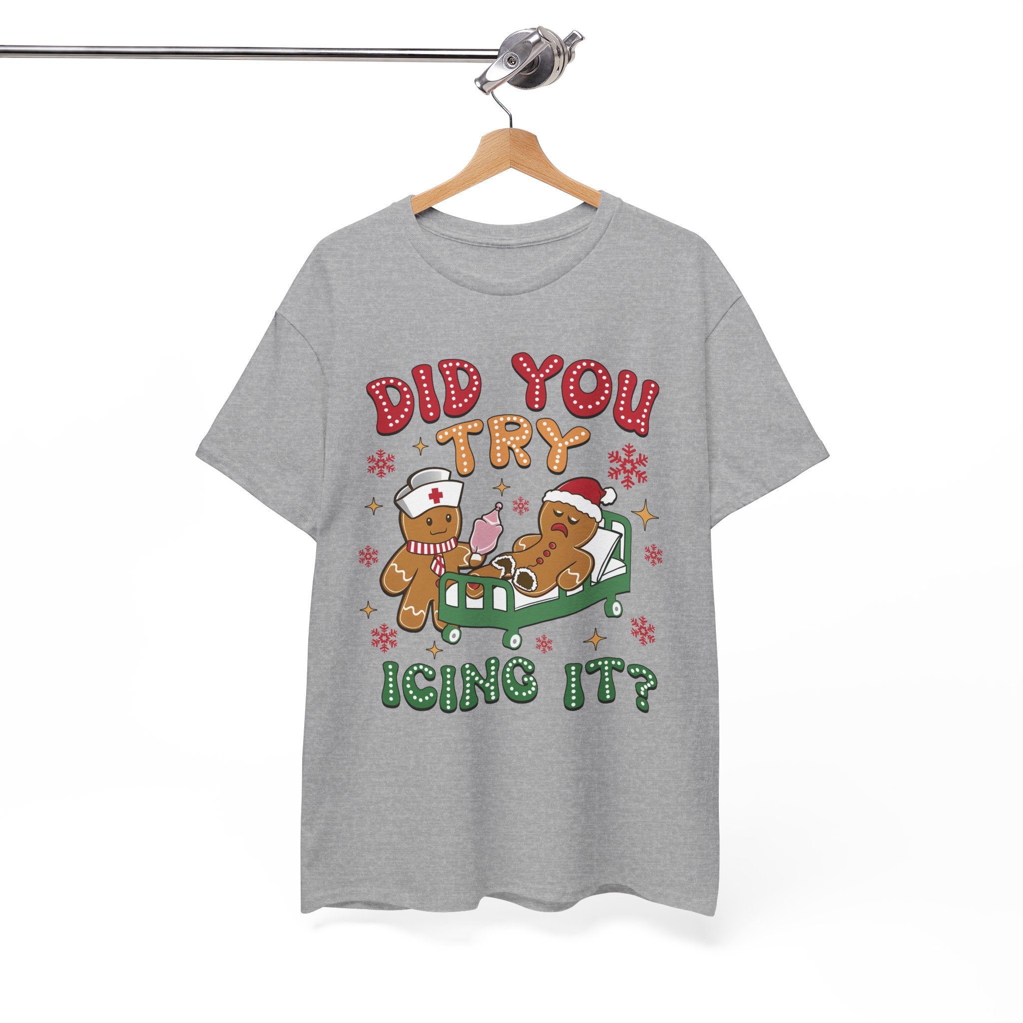 Playful Holiday Heavy Cotton Tee - 'Did You Try Icing It?'