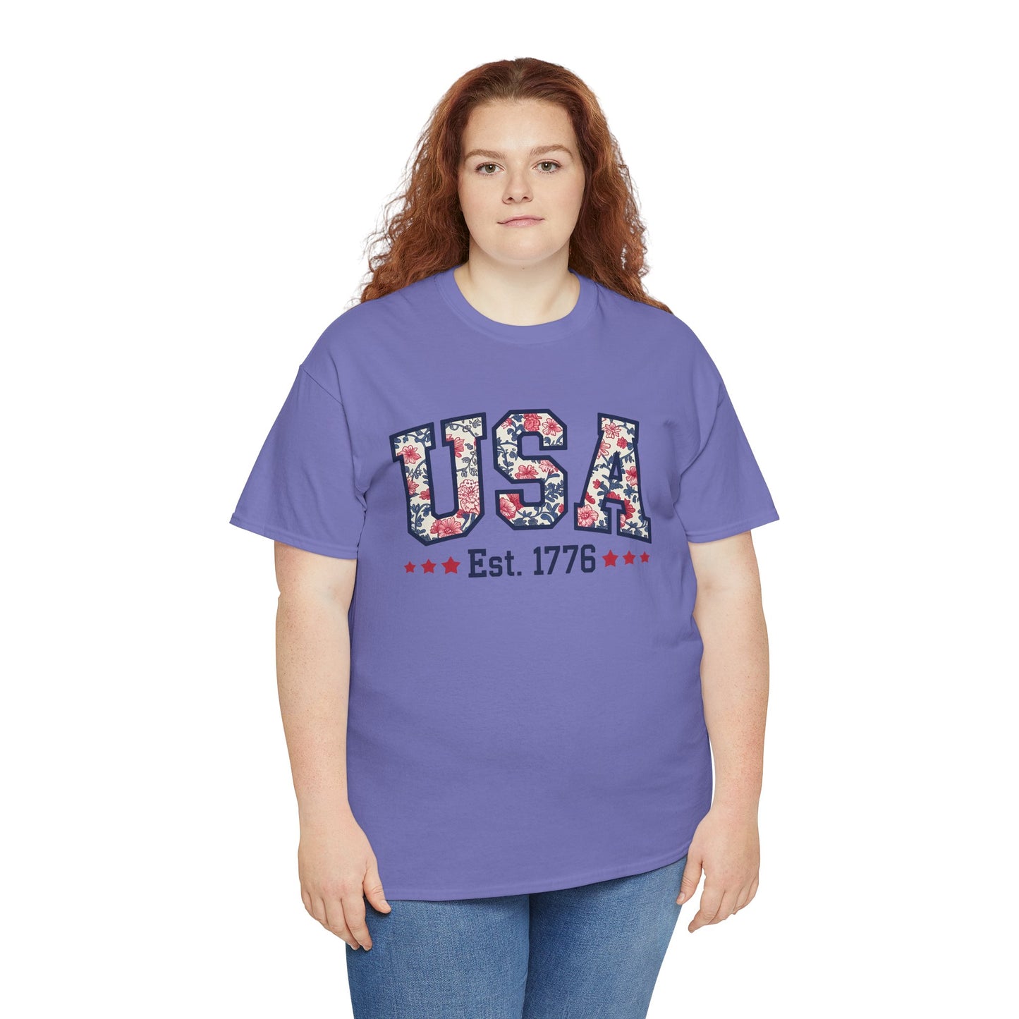 Patriotic USA Floral- Tee