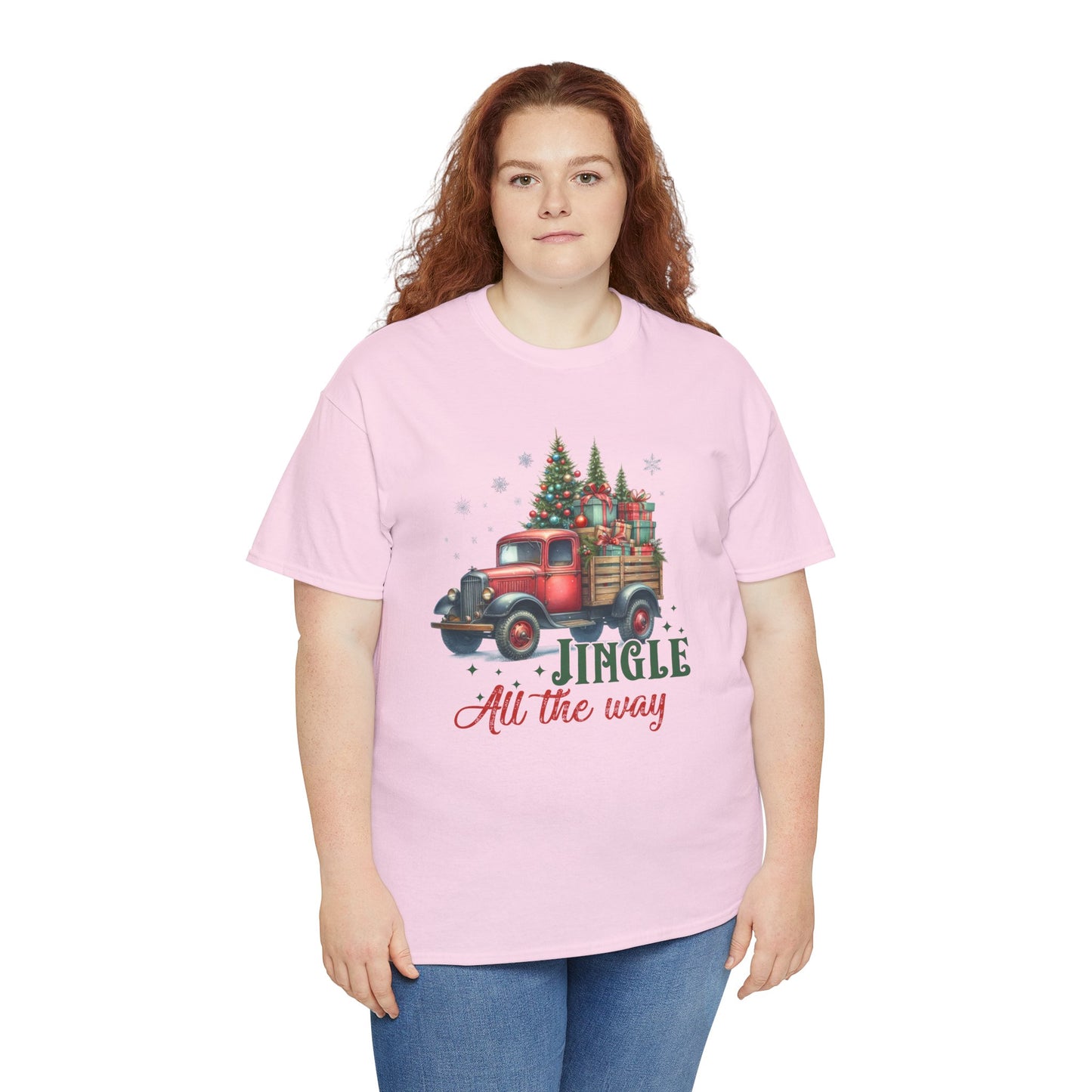 Jingle All the Way Holiday Tee - Heavy Cotton Shirt for Christmas Celebrations