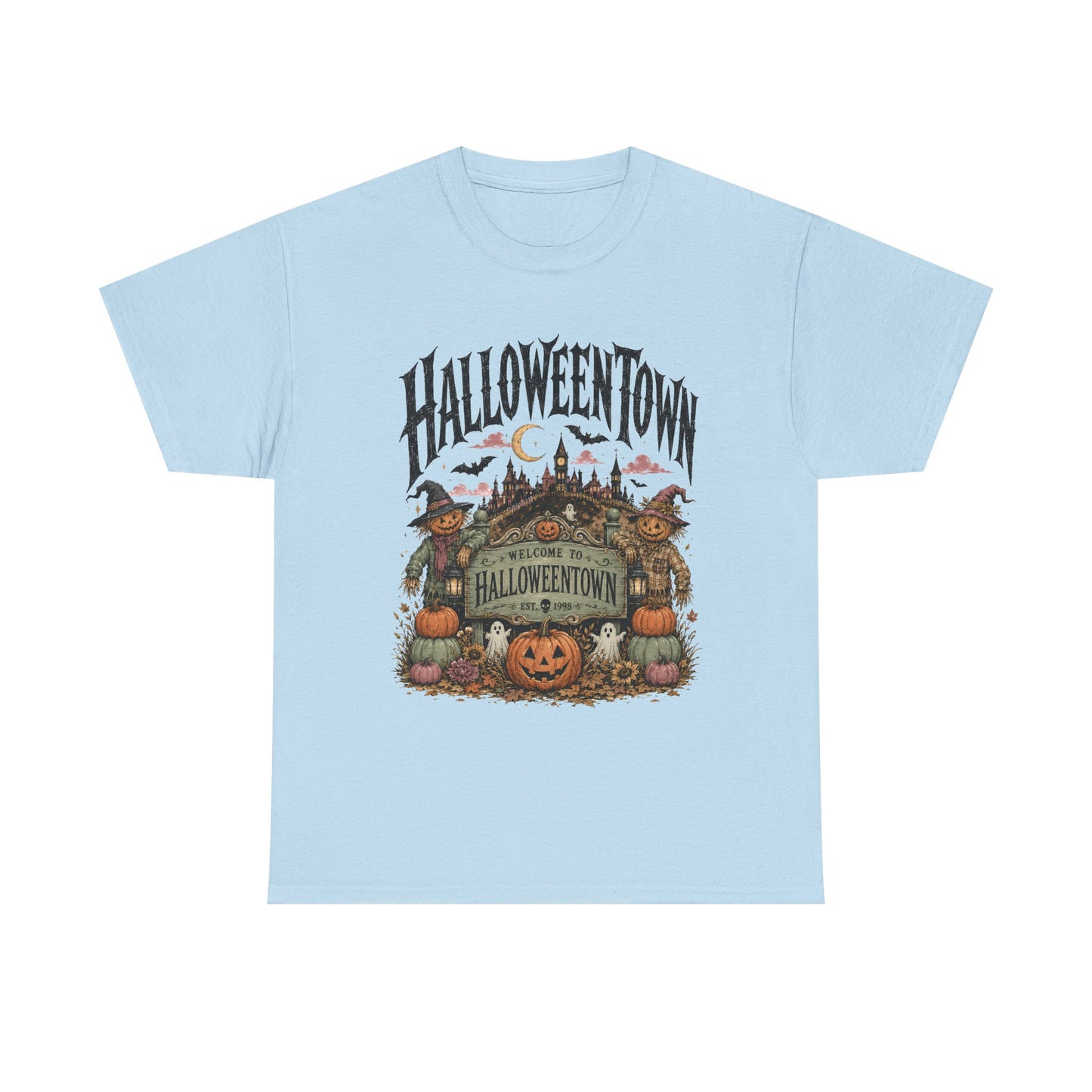 Vintage Halloween Pumpkin & Haunted Village T-Shirt