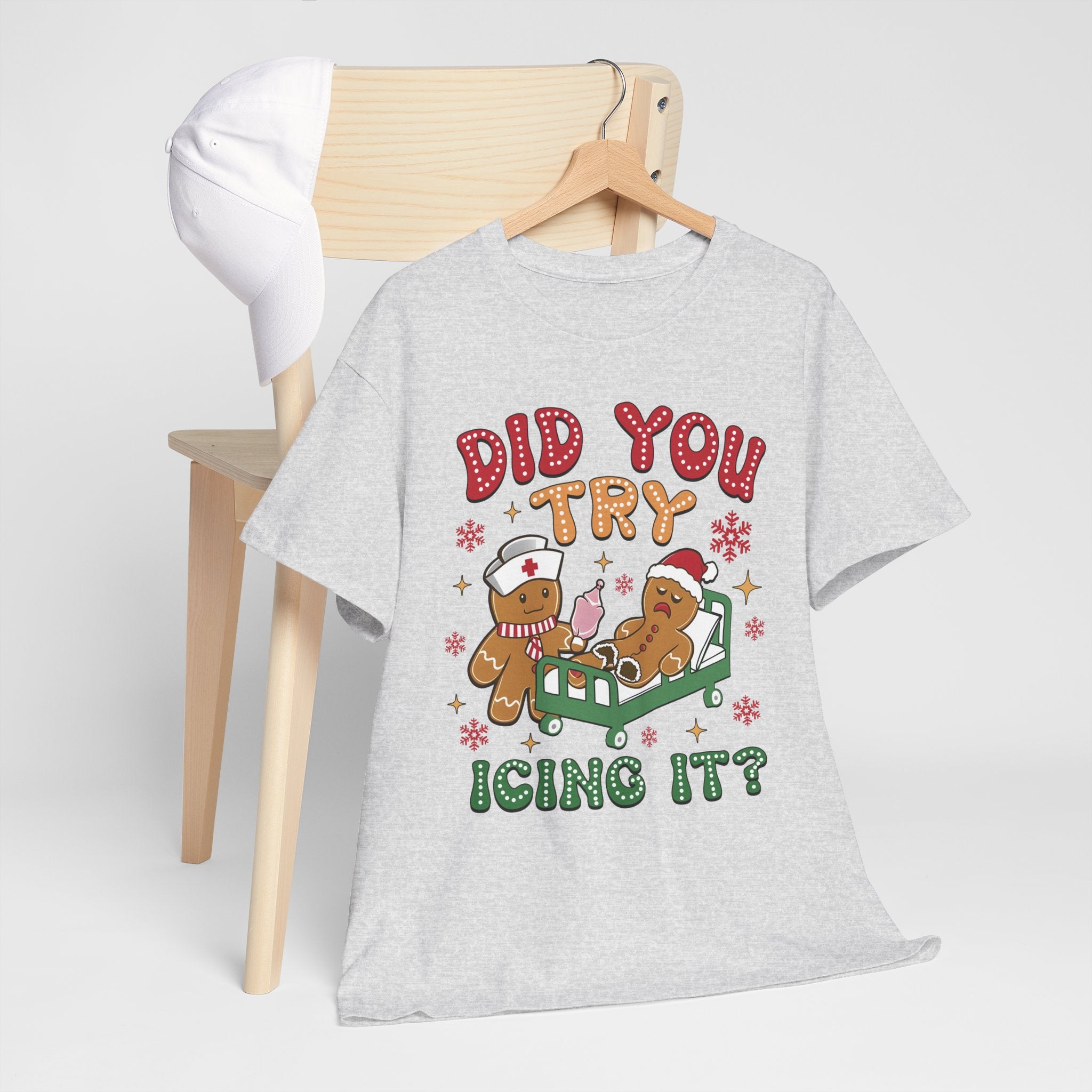 Playful Holiday Heavy Cotton Tee - 'Did You Try Icing It?'