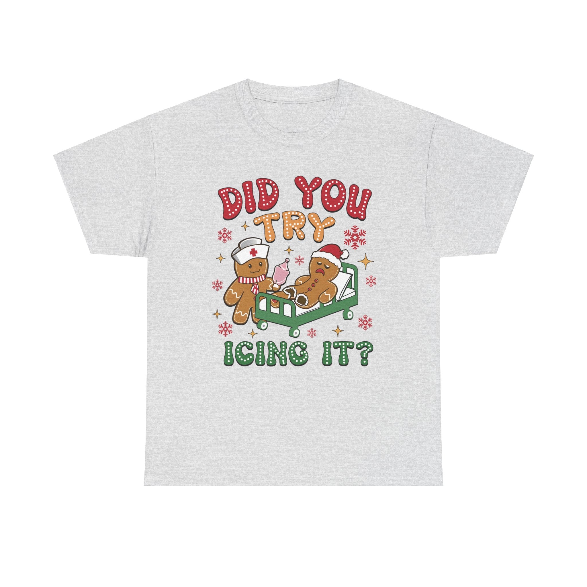 Playful Holiday Heavy Cotton Tee - 'Did You Try Icing It?'