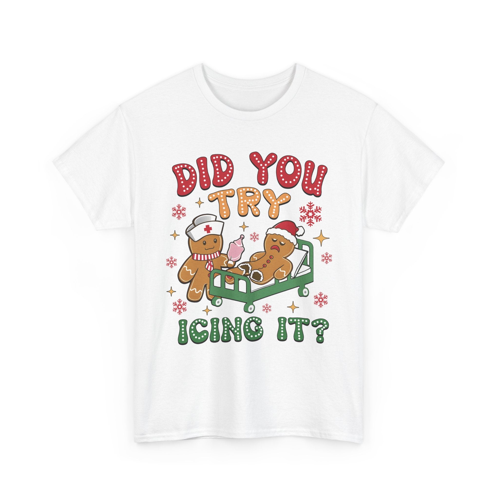 Playful Holiday Heavy Cotton Tee - 'Did You Try Icing It?'