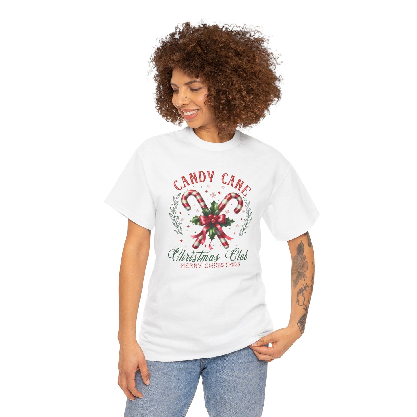 Candy Cane Christmas Club Heavy Cotton Tee - Merry Christmas Holiday Shirt