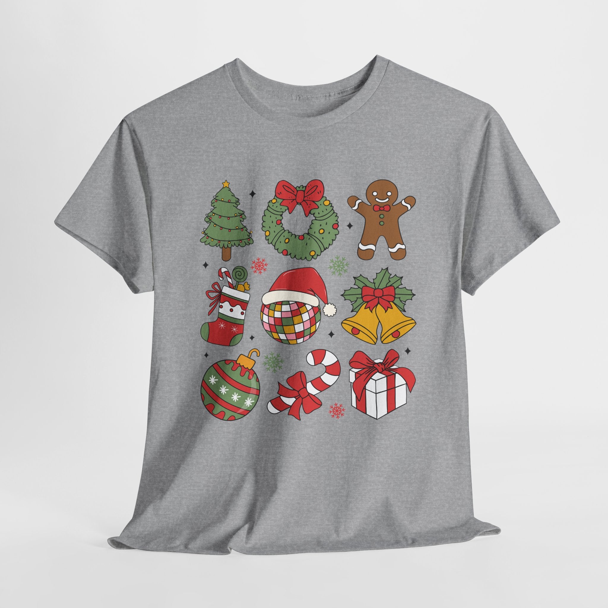 Festive Holiday Heavy Cotton Tee - Christmas Cheer Design