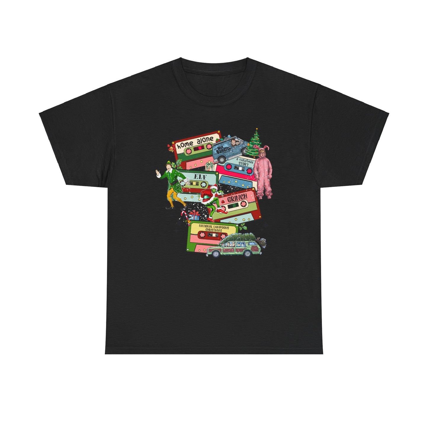 Retro Holiday Vibes Heavy Cotton Tee - 'Home Alone' Christmas Design