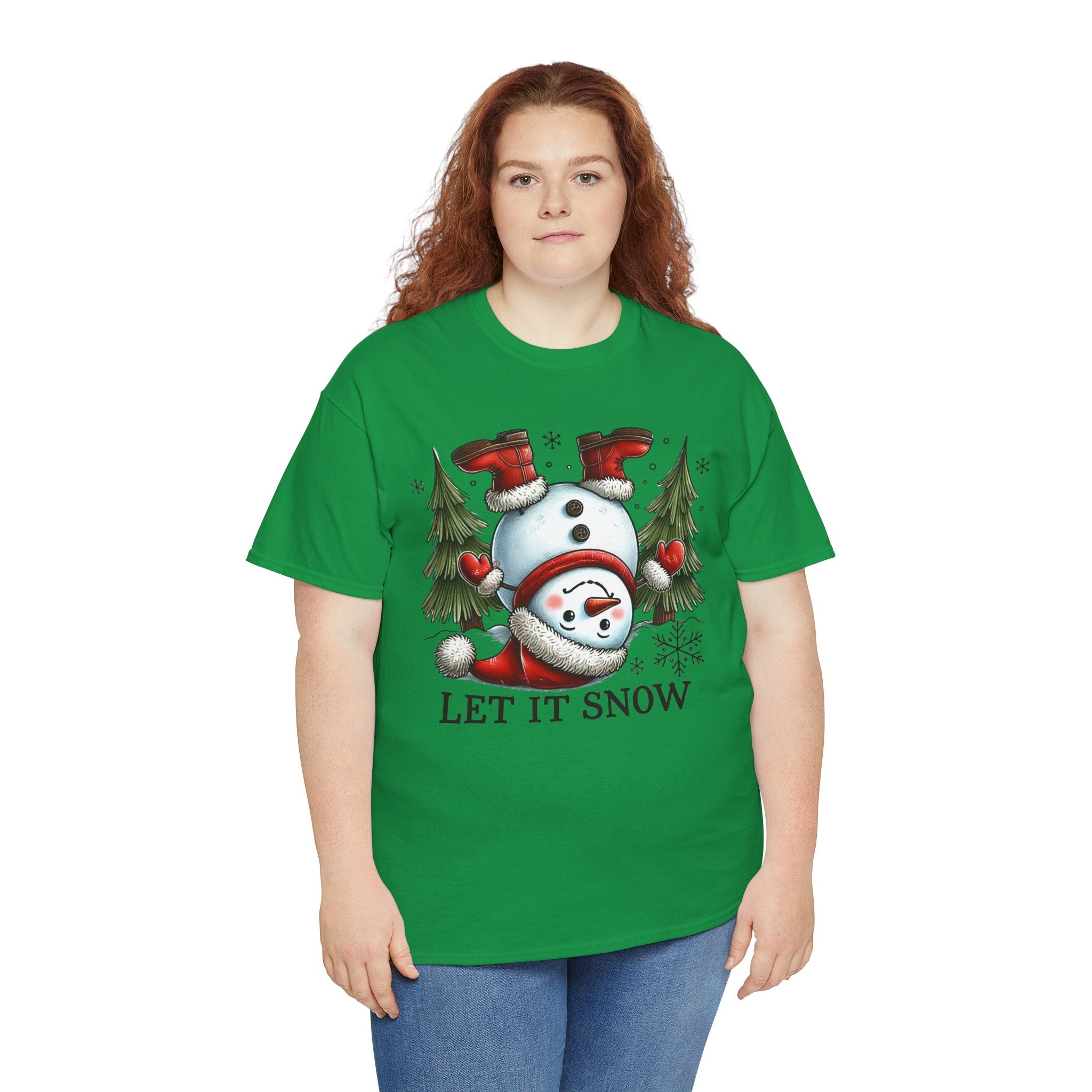Let It Snow Heavy Cotton Tee - Festive Winter Apparel