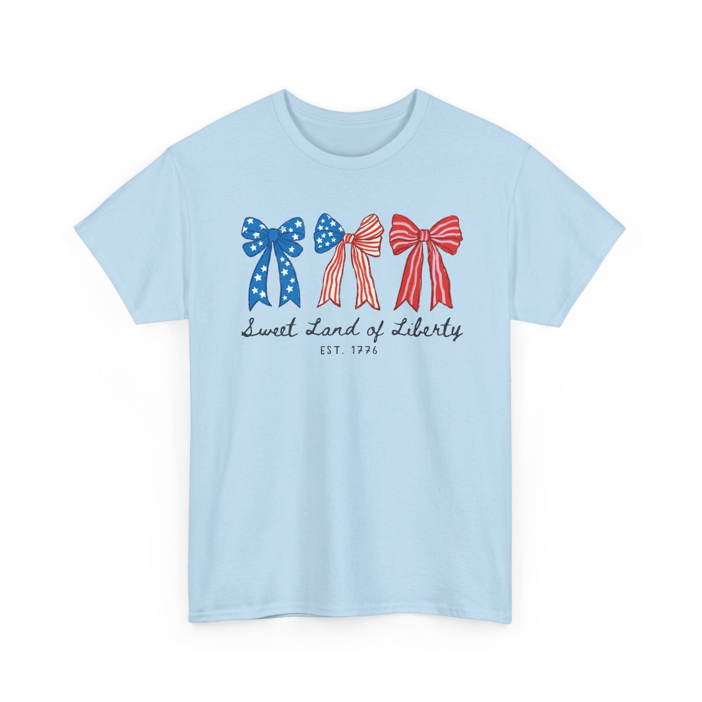 Patriotic Bows Tee — "Sweet Land of Liberty" 4th of July Shirt