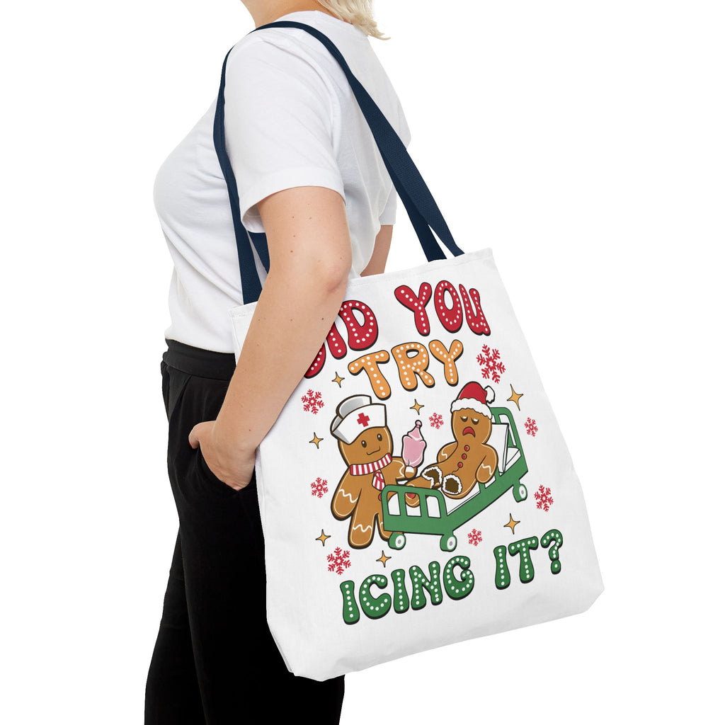 Funny Holiday Tote Bag - "Did You Try Icing It?" Christmas Gift
