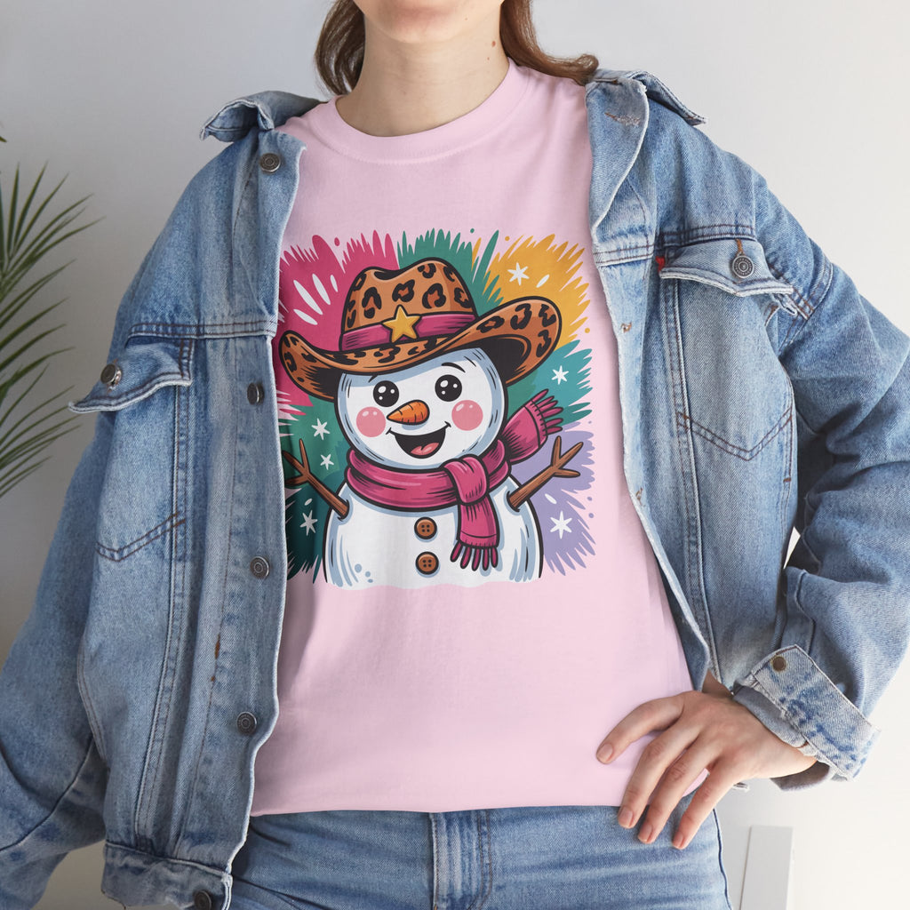 Cute Western Snowman Holiday Tee