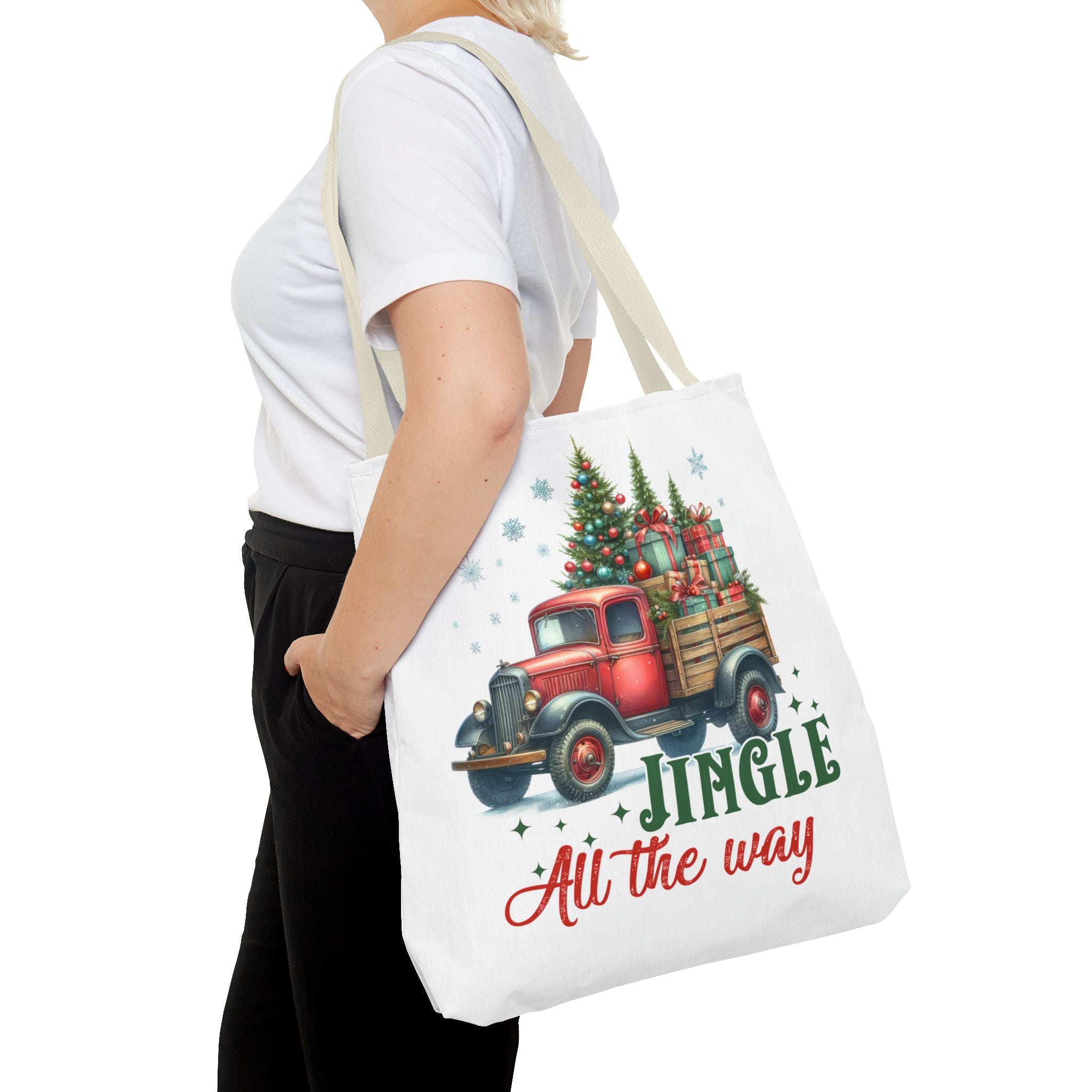Christmas Tote Bag - Jingle All the Way Holiday Shopper
