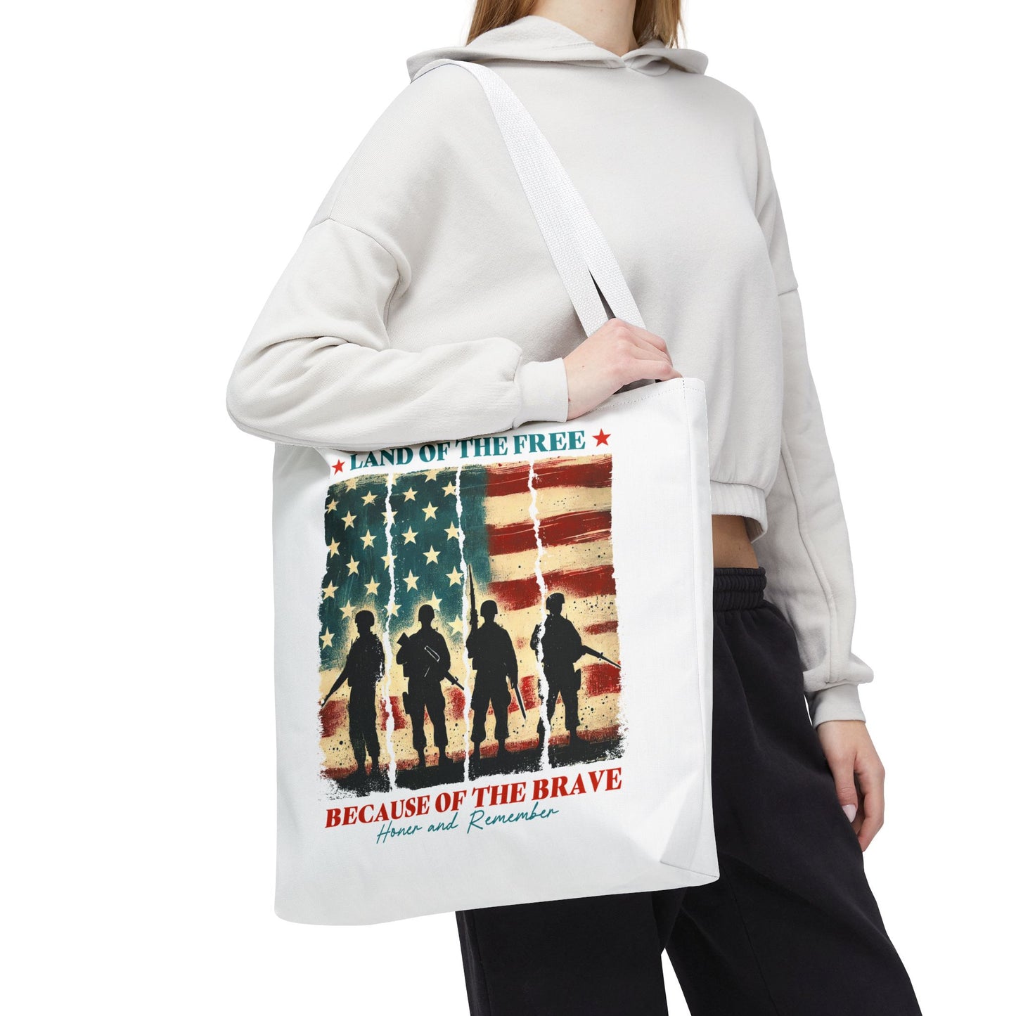 Patriotic Tote Bag - Land of the Free, Because of the Brave