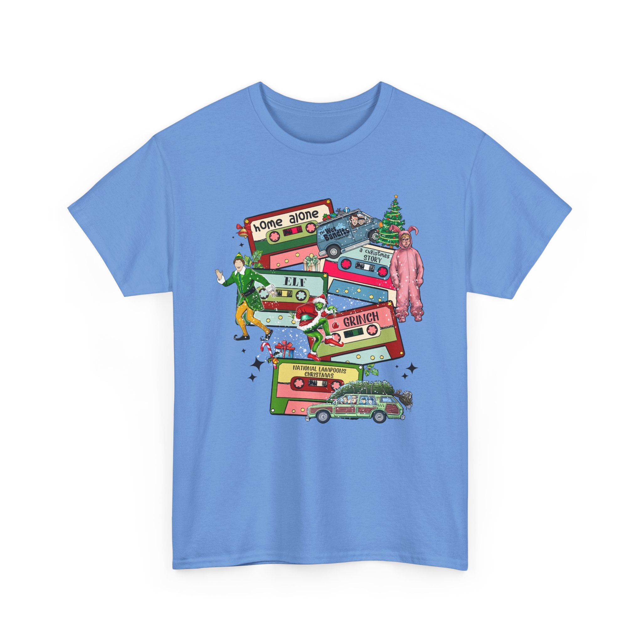 Retro Holiday Vibes Heavy Cotton Tee - 'Home Alone' Christmas Design