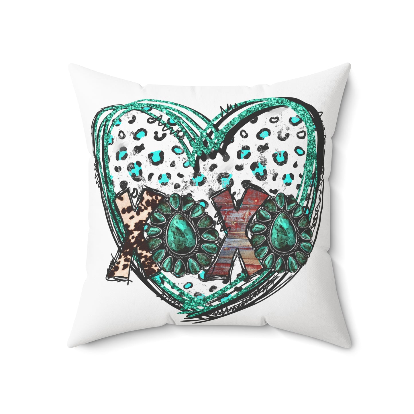 Teal Leopard XOXO Heart