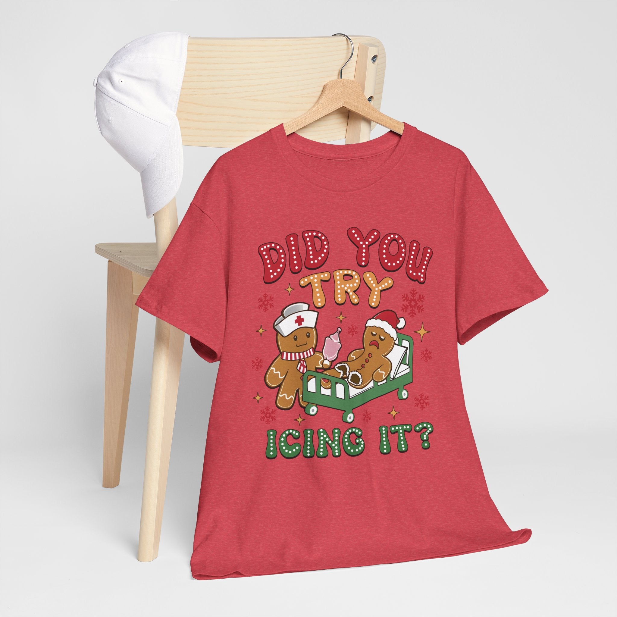 Playful Holiday Heavy Cotton Tee - 'Did You Try Icing It?'