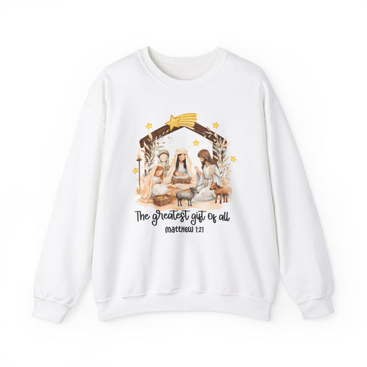 Christmas Nativity Crewneck Sweatshirt - "The Greatest Gift of All"