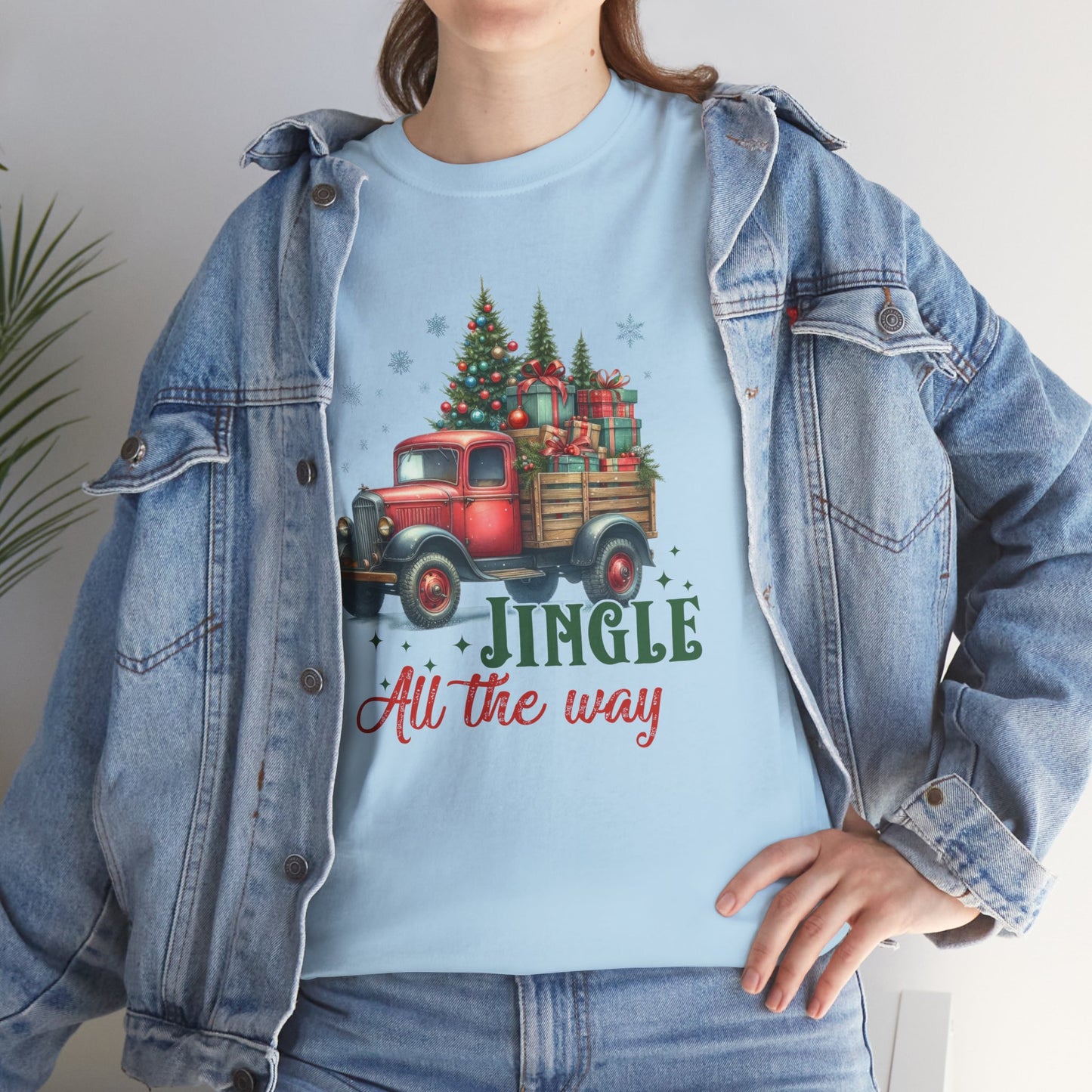 Jingle All the Way Holiday Tee - Heavy Cotton Shirt for Christmas Celebrations