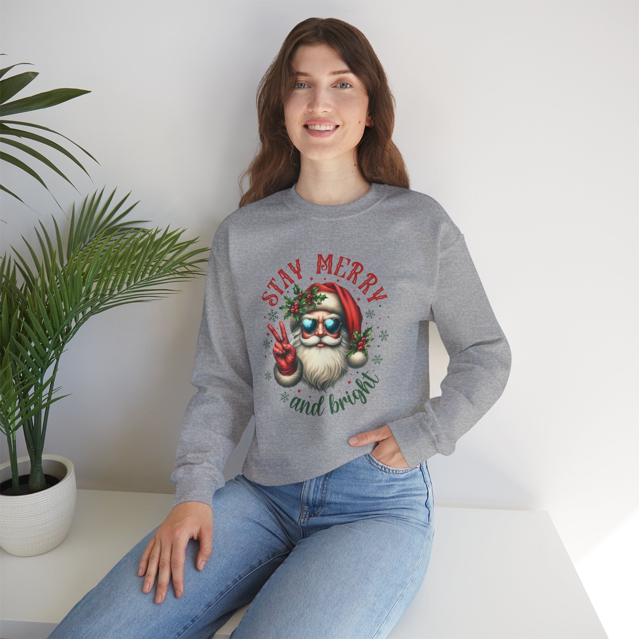 Stay Merry and Bright Crewneck Sweatshirt - Festive Holiday Apparel