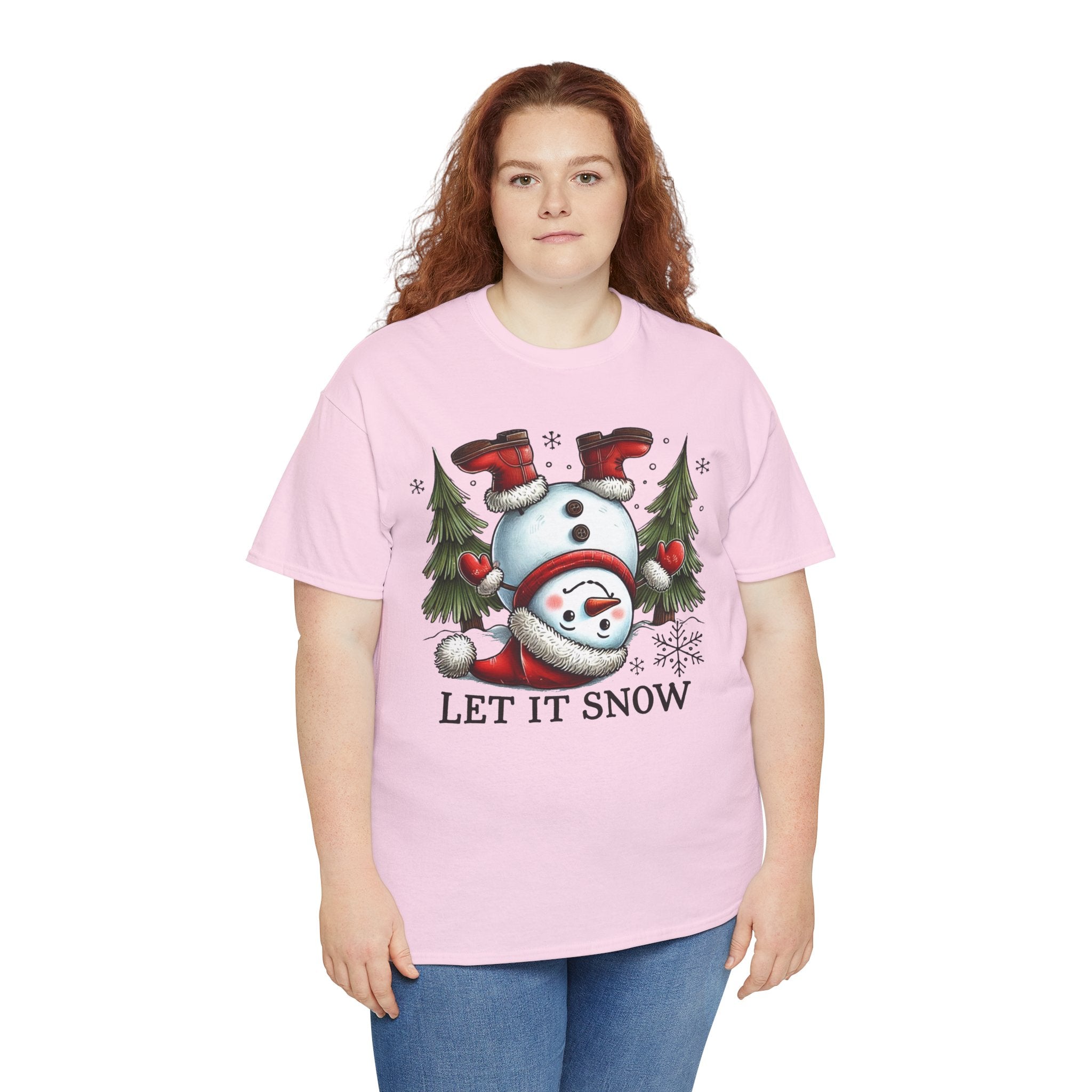 Let It Snow Heavy Cotton Tee - Festive Winter Apparel
