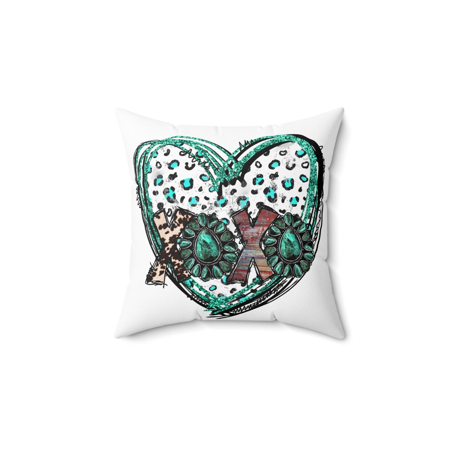 Teal Leopard XOXO Heart
