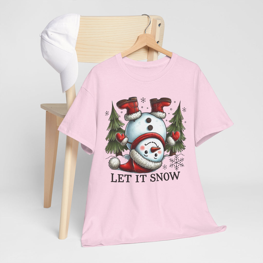 Let It Snow Heavy Cotton Tee - Festive Winter Apparel