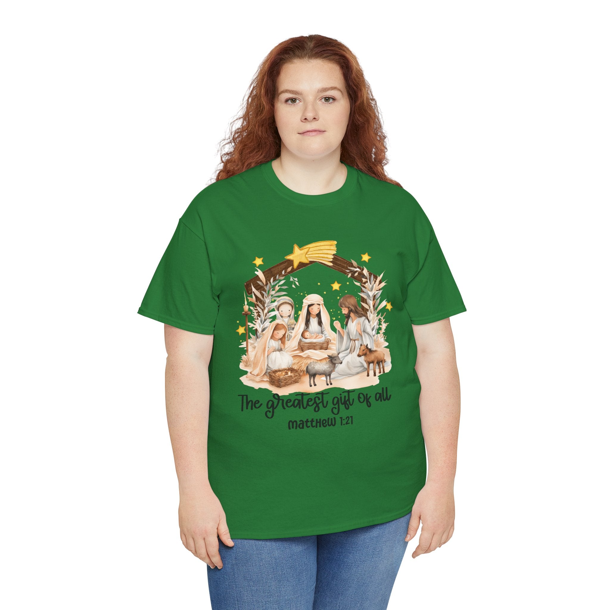 The Greatest Gift of All Heavy Cotton Tee - Christmas Nativity Design