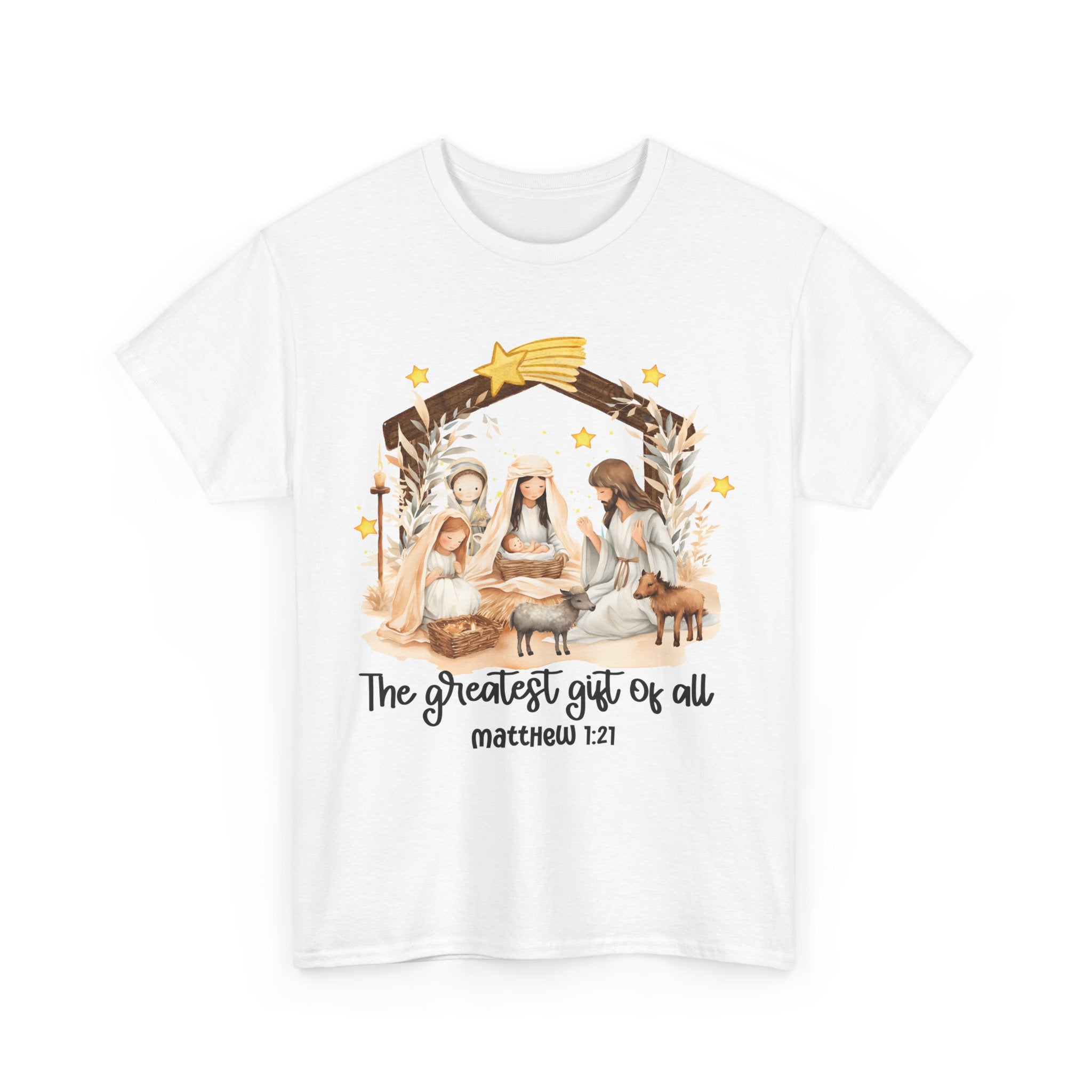 The Greatest Gift of All Heavy Cotton Tee - Christmas Nativity Design