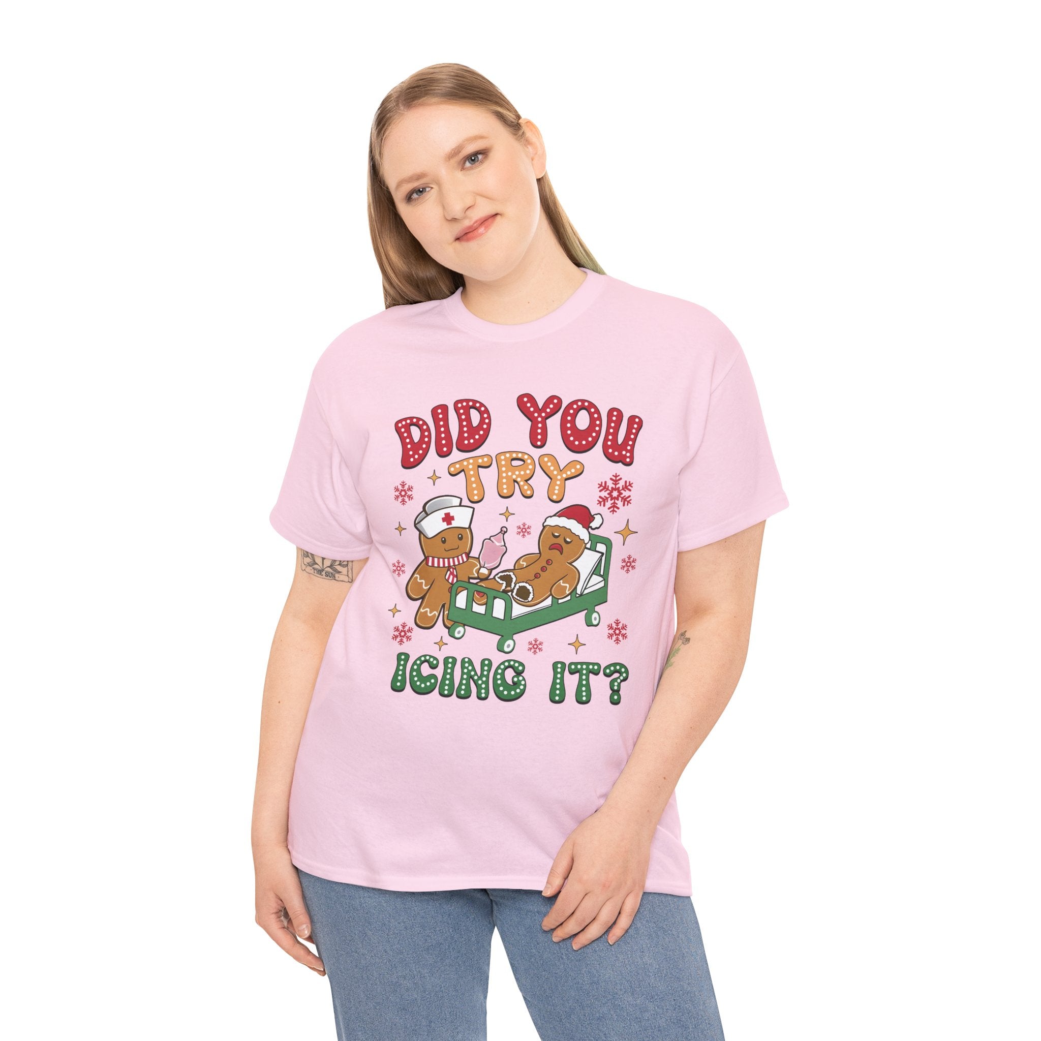 Playful Holiday Heavy Cotton Tee - 'Did You Try Icing It?'