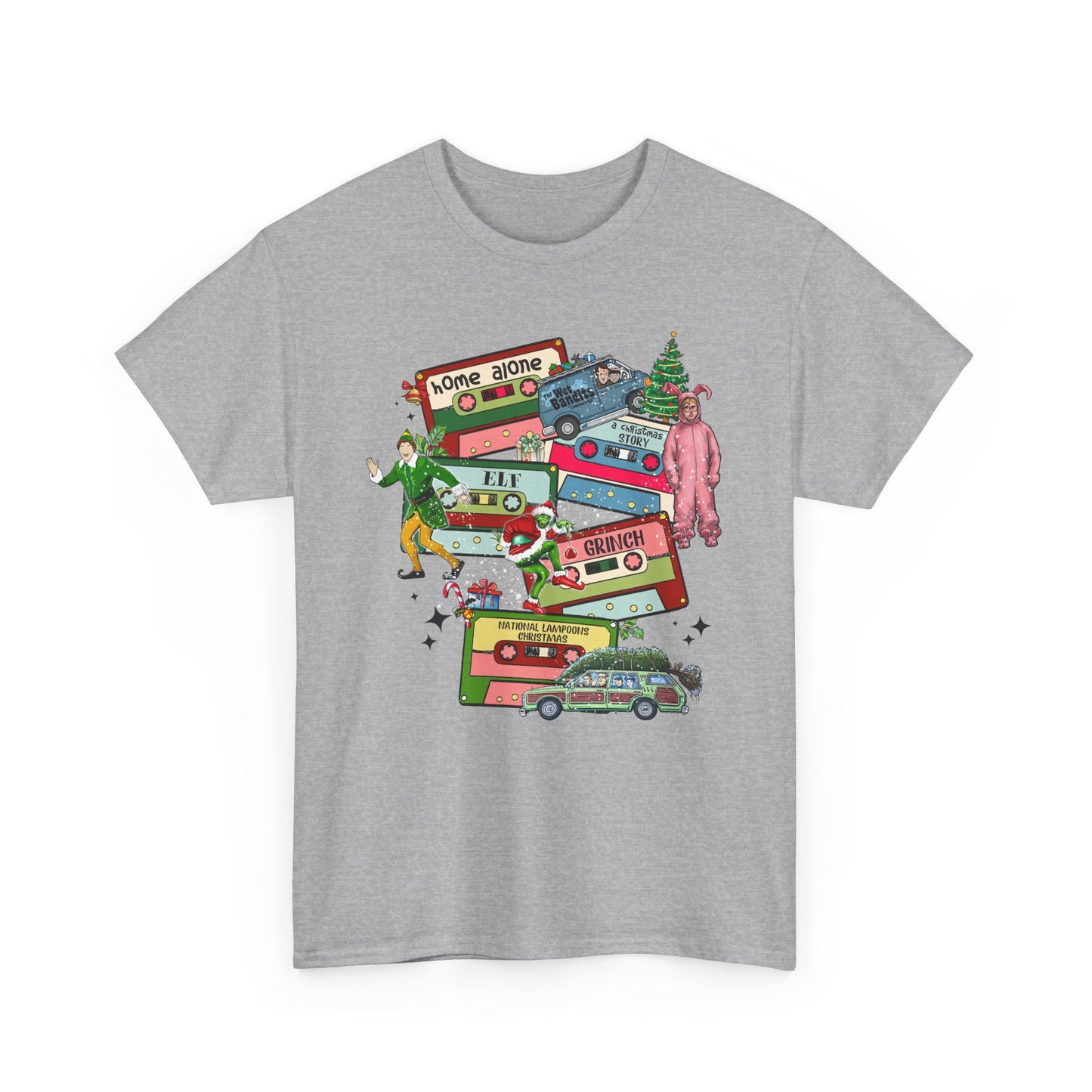 Retro Holiday Vibes Heavy Cotton Tee - 'Home Alone' Christmas Design